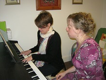 Pupils enjoying high quality music tuition with Fiona Barnett.
